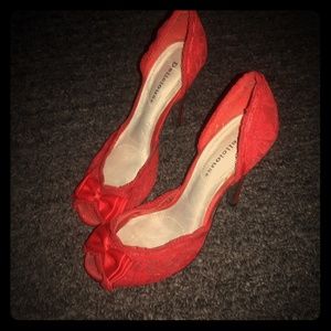Red lace high heels